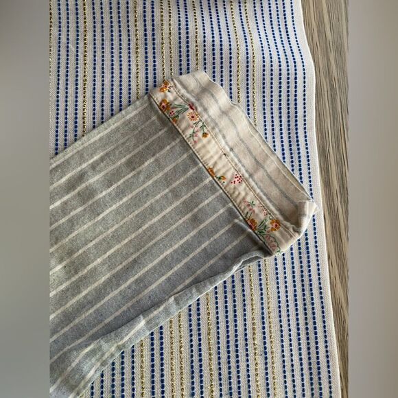MADEWELL V-Neck Mini Dress Size Medium Beige Striped 100% Cotton Natural Pockets - Picture 6 of 12